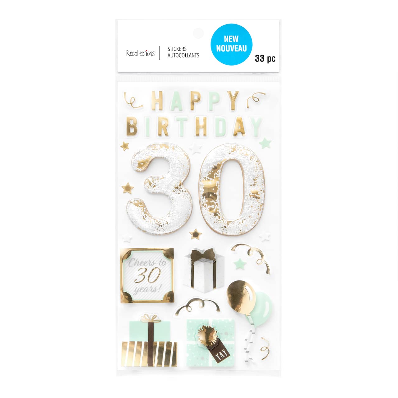 12 Pack: 30th Birthday Dimensional Stickers by Recollections™